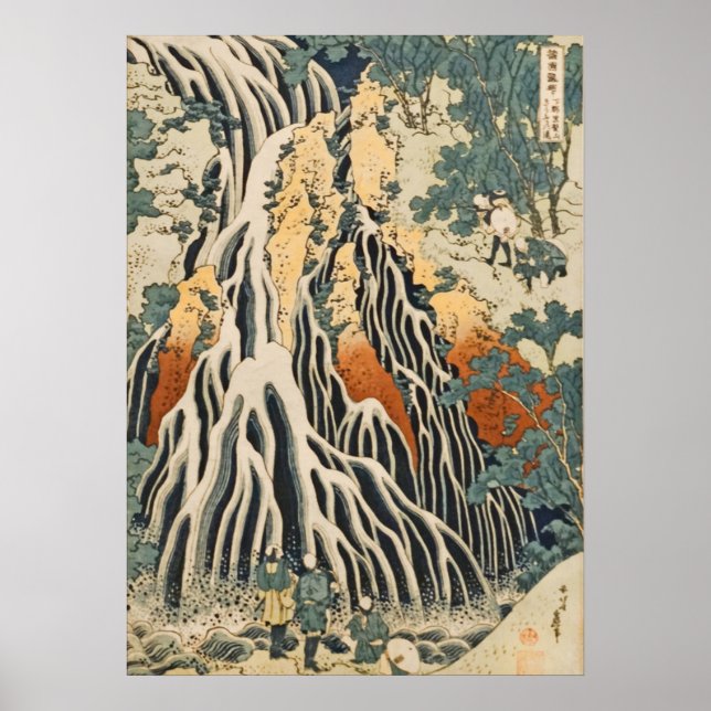 Affiche Hokusai - Cascade d'Amida (Devant)