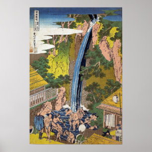 Affiche Hokusai - Cascade de Roben, Oyama, province de Sag