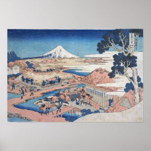 Affiche Hokusai - Champs de thé de Fuji Katakura, Suruga