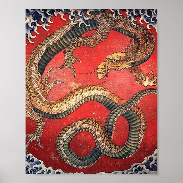 Affiche Hokusai Dragon Japanese Vintage Katsushika Hokusai (Devant)