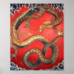 Affiche Hokusai Dragon Japanese Vintage Katsushika Hokusai