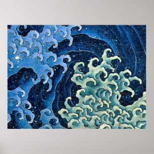 Affiche Hokusai Feminine Wave Japan Vintage Ocean