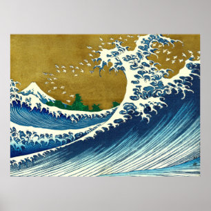 Affiche Hokusai Grande Vague Japon Océan Vintage