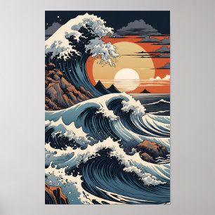 Affiche Hokusai japonais