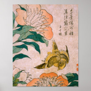Affiche Hokusai Katsushika - Peony Et Canton