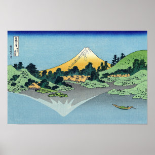 Affiche Hokusai - Le Mont Fuji reflète le lac Kawaguchi