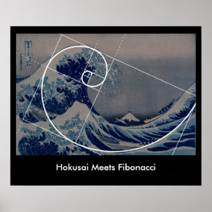 Affiche Hokusai Meets Fibonacci, Golden Ratio
