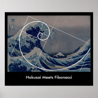Affiche Hokusai Meets Fibonacci, Golden Ratio