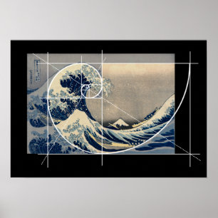 Affiche Hokusai rencontre Fibonacci, Version