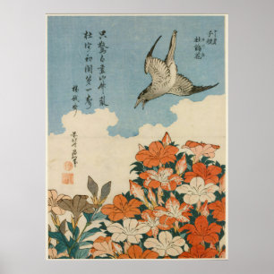 Affiche Hokusai - Un cacao et des Azaleas