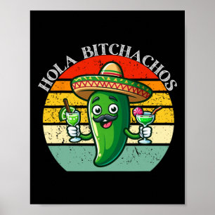 Affiche Hola Achos Drôle Jalapeno Mexicain Cinco De Mayo M