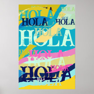 Affiche Hola colorée Abstraite
