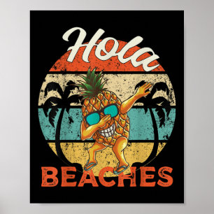 Affiche Hola Plages Femmes Amusantes Aloha Beach Ananas Fa