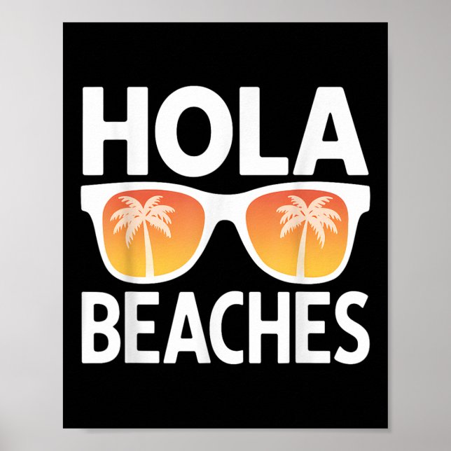 Affiche Hola Plages Palm Trees Sungles Vacances Été Vi (Devant)