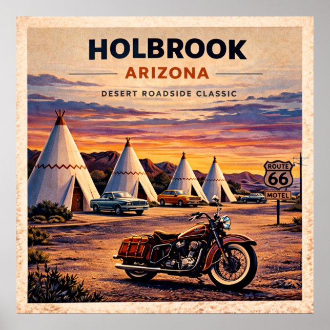 Affiche Holbrook Arizona Route 66 Vintage (Devant)
