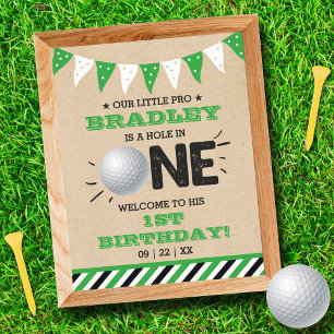 Affiche Hole In One Boys Golf 1er Anniversaire Par tee Wel