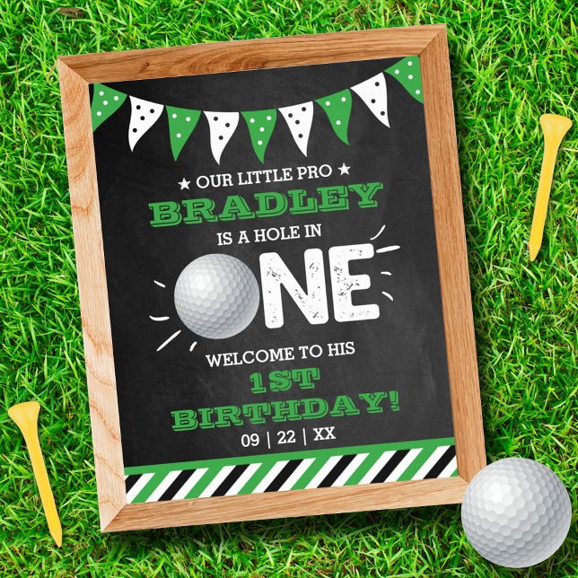 Affiche Hole In One Boys Golf 1er Anniversaire Par tee Wel (Créateur téléchargé)