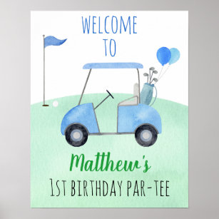 Affiche Hole In One Golf First Birthday Par tee Welcome