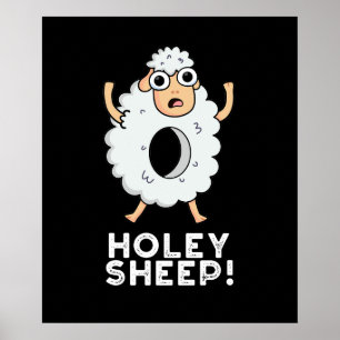 Affiche Holey Sheep Funny Animal Pun Dark BG