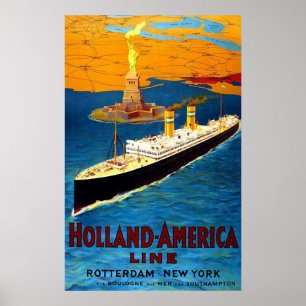 Affiche Holland America Line Rotterdam New York