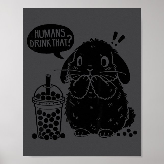 Affiche Holland Lop Rabbit And Boba Tea Funny Bunny Bubble (Devant)