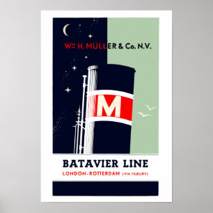 Affiche Hollande Batavier ligne de transport Hollande Angl