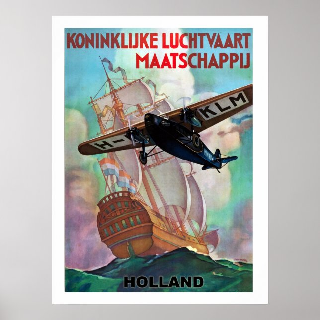 Affiche Hollande, navire hollandais et fantôme volant, vin (Devant)