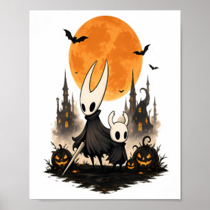 Affiche Hollow Knight Halloween Lune Épouvantable Citrouil