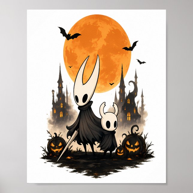 Affiche Hollow Knight Halloween Lune Épouvantable Citrouil (Devant)