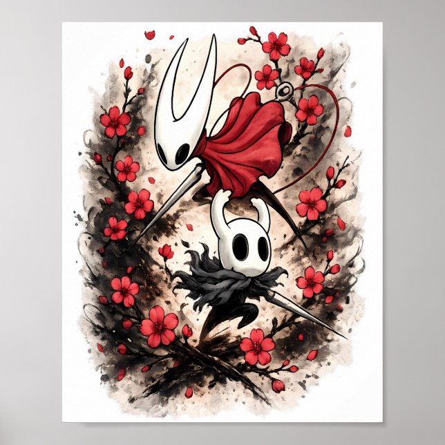 Affiche Hollow Knight Hornet Cerisier Fleur Art de Jeu (Devant)