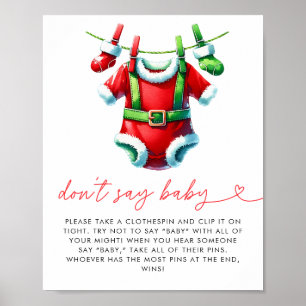 Affiche Holly Christmas Père Noël Baby shower Ne pas dire