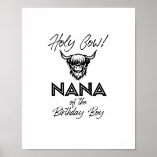 Affiche Holly Cow Nana De L'Anniversaire Boy Highland Cow 
