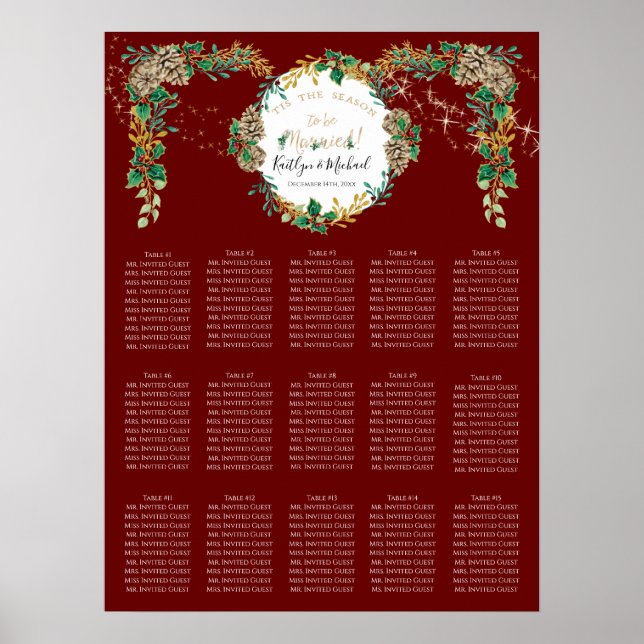 Affiche Holly Gold Foliage Mariage Bourgogne (Devant)