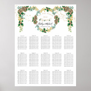 Affiche Holly Gold Foliage Mariage de Noël Carte de siège