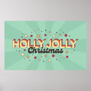 Affiche Holly jolly rétro de Noël typographie