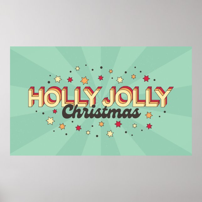 Affiche Holly jolly rétro de Noël typographie (Devant)