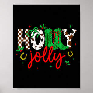 Affiche Holly Xmas Jolly Coquette Noël Western Cowboy