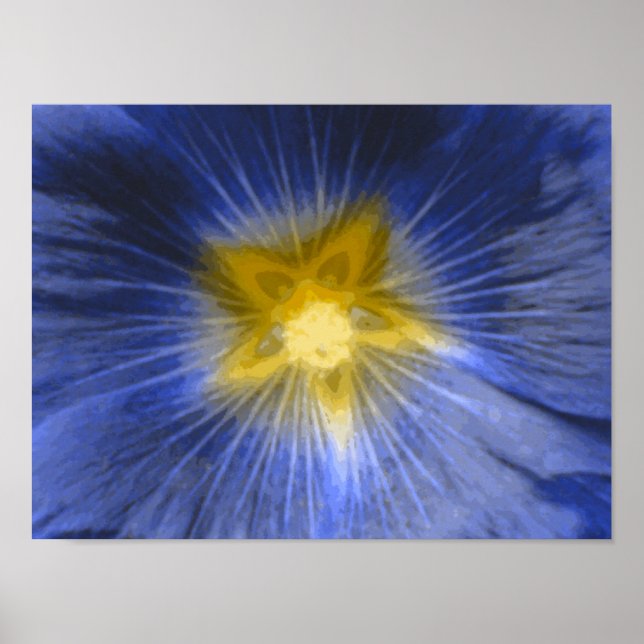 Affiche Hollyhock Flower Beautiful Blue Print (Devant)