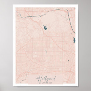 Affiche Hollywood California Pink et Blue Cute Script