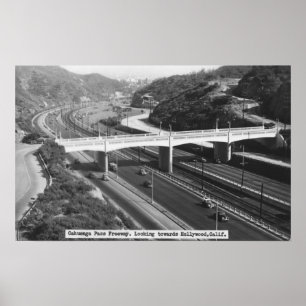 Affiche Hollywood, vue d'autoroute de passage de CA