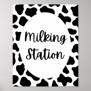 Affiche Holy Cow Birthday Party Milking Station Sign