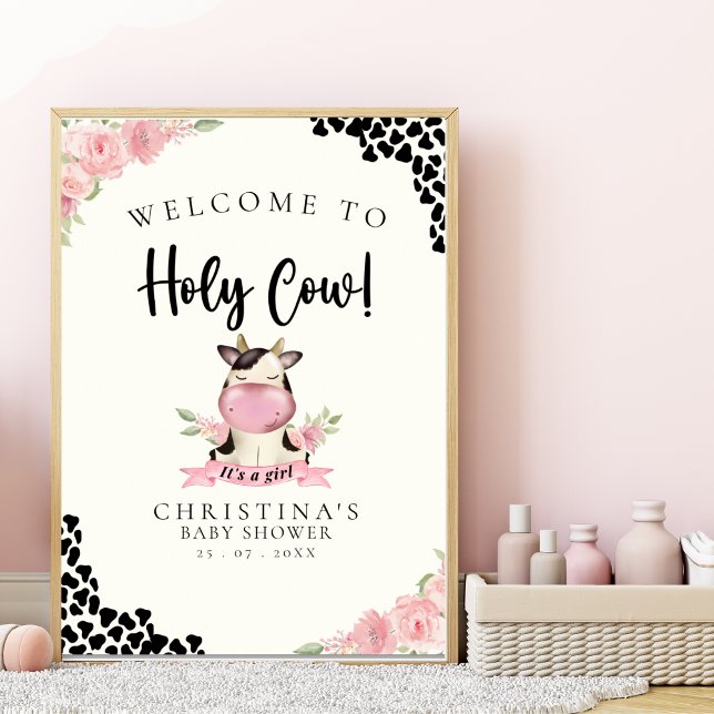 Affiche Holy Cow It's a Girl Cute Cow  (Créateur téléchargé)