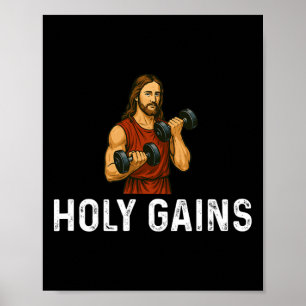 Affiche Holy Gains Church God - Poids Lifting Fitness Bod