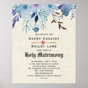 Affiche Holy Matrimony ♥ Certificat Mariage