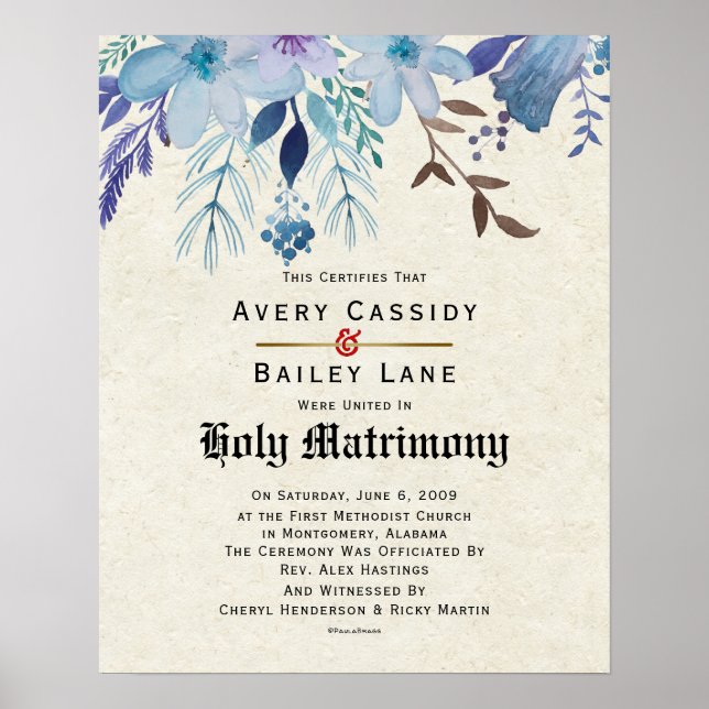 Affiche Holy Matrimony ♥ Certificat Mariage (Devant)
