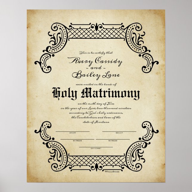 Affiche Holy Union Trellis Wedding Certificate (Devant)