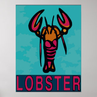 Affiche Homard bleu blanc rouge