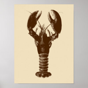 Affiche Homard Brown foncé sur beige clair