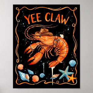 Affiche Homard cowboy branchie drôle homard tendance