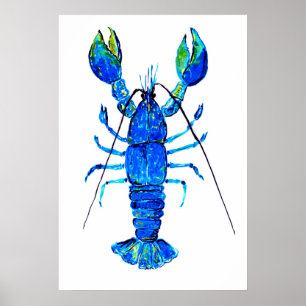 Affiche Homard en bleu